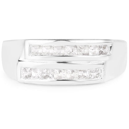 0.70 Carat Genuine White Sapphire .925 Sterling Silver Ring by Bids.com