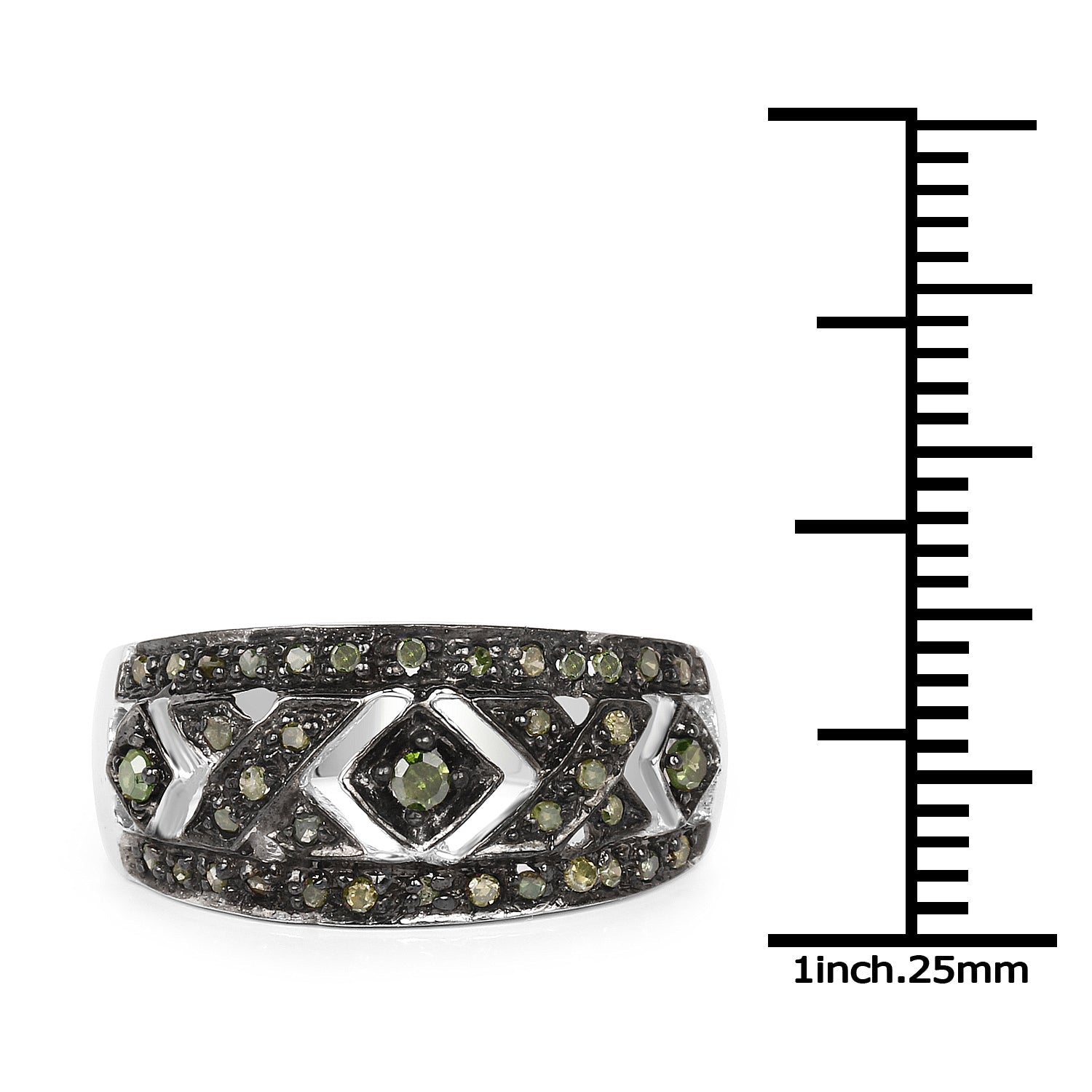 0.27 Carat Genuine Green Diamond .925 Sterling Silver Ring by Bids.com