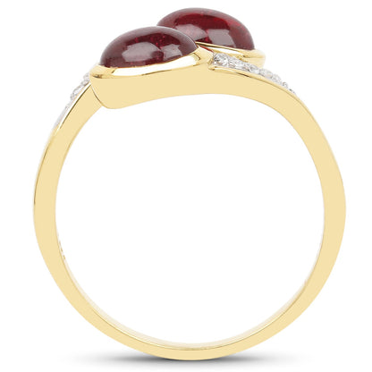 14K Yellow Gold Plated 2.38 Carat Glass Filled Ruby and White Topaz .925 Sterling Silver Ring by Bids.com