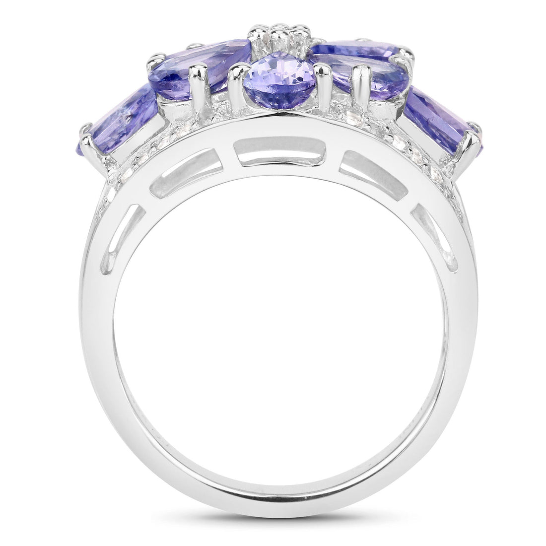 3.24 Carat Genuine Tanzanite and White Topaz .925 Sterling Silver Ring by Bids.com