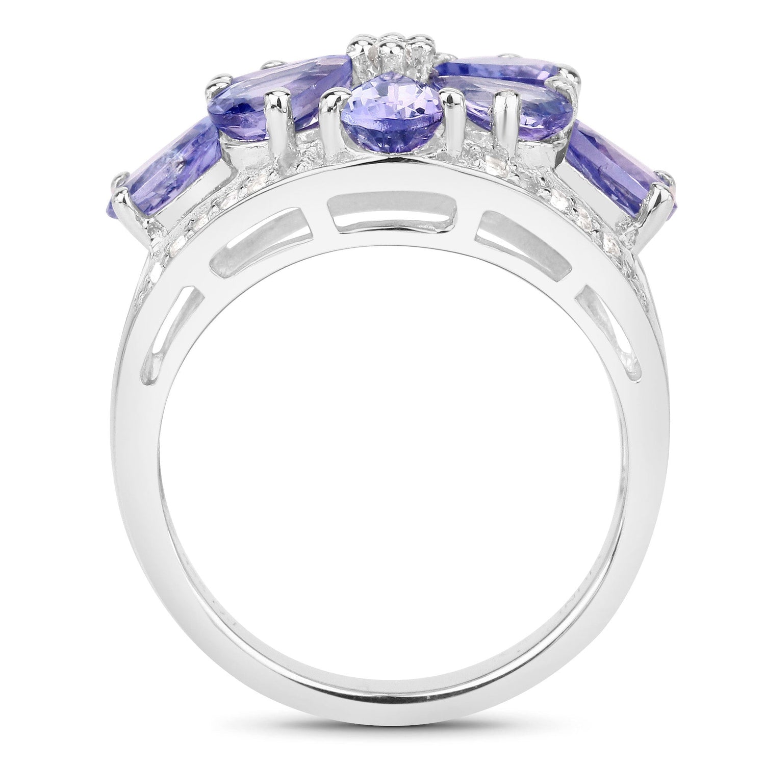 3.24 Carat Genuine Tanzanite and White Topaz .925 Sterling Silver Ring by Bids.com