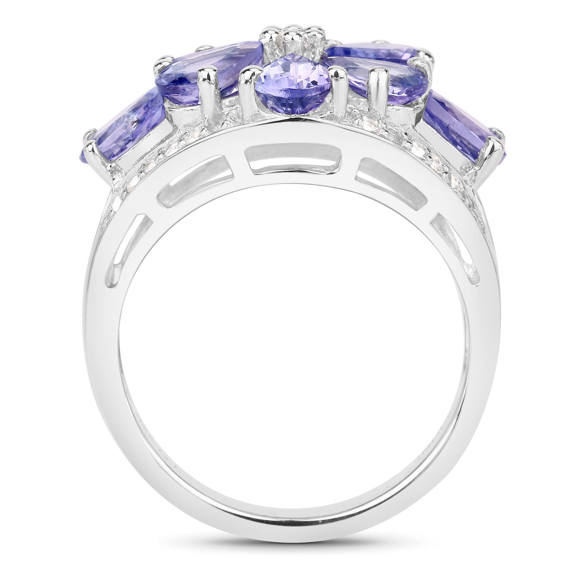 3.24 Carat Genuine Tanzanite and White Topaz .925 Sterling Silver Ring by Bids.com