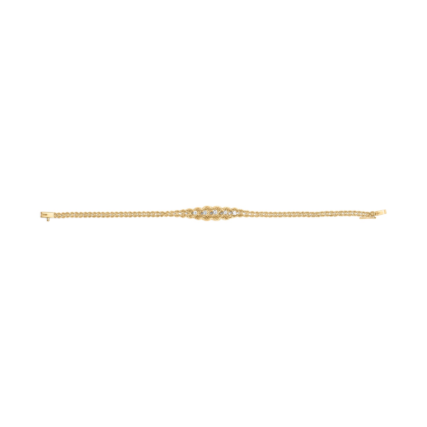10K Yellow Gold 1/4 Cttw Round-Cut Diamond Basket Weave Rope Chain Style 7" Bracelet (H-I Color, I1-I2 Clarity) by Bids.com