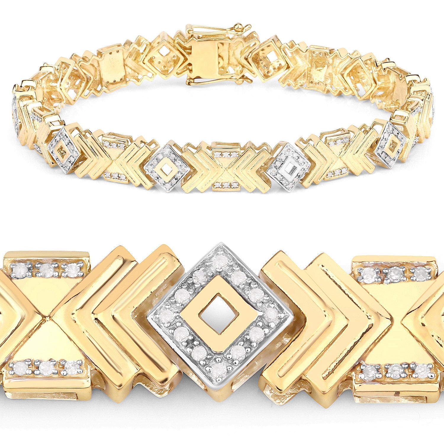 0.98 Carat Genuine White Diamond .925 Sterling Silver Bracelet by Bids.com