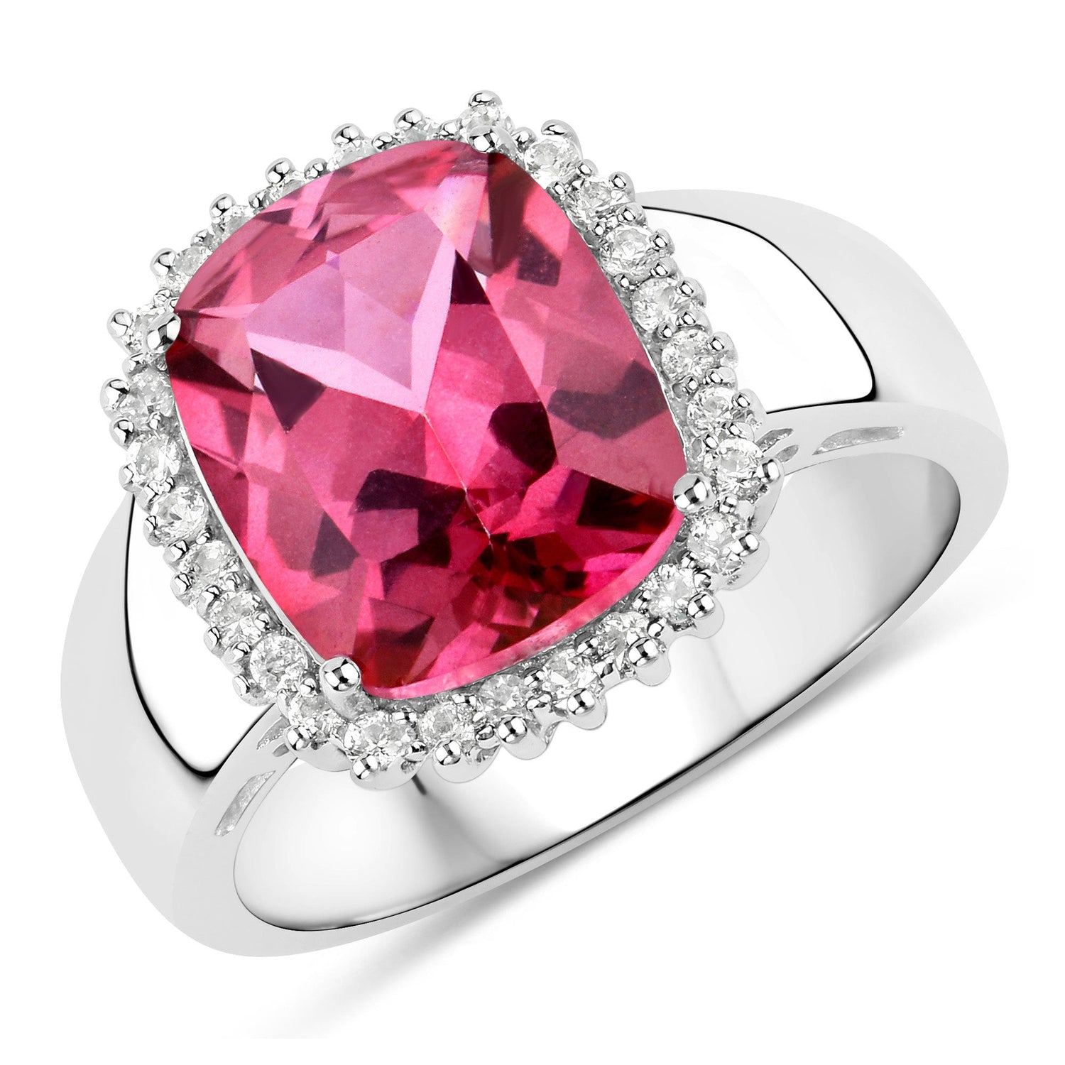 4.38 Carat Genuine Pink Topaz and White Topaz .925 Sterling Silver Ring  DestGlow