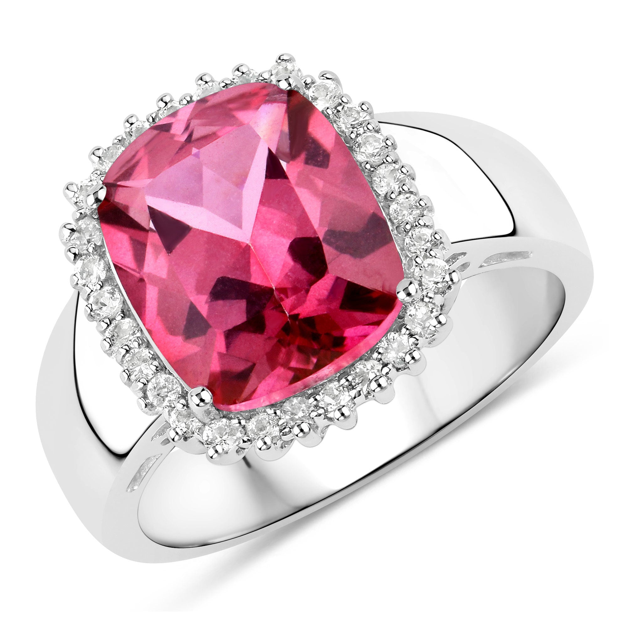 4.38 Carat Genuine Pink Topaz and White Topaz .925 Sterling Silver Ring  DestGlow