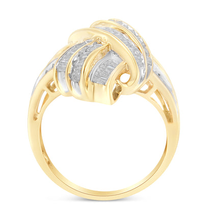 10K Yellow Gold Diamond Bypass Cocktail Ring (1 1/5 Cttw, I-J Color, I2-I3 Clarity) - Size 8 by Bids.com
