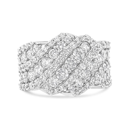 10K White Gold 3.00 Cttw Diamond Multi Row Cluster Band Ring (I-J Color, I3 Clarity) - Size 7 by Bids.com