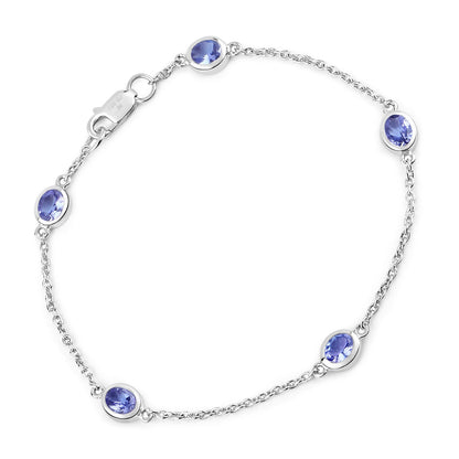 1.65 Carat Genuine Tanzanite .925 Sterling Silver Bracelet by Bids.com