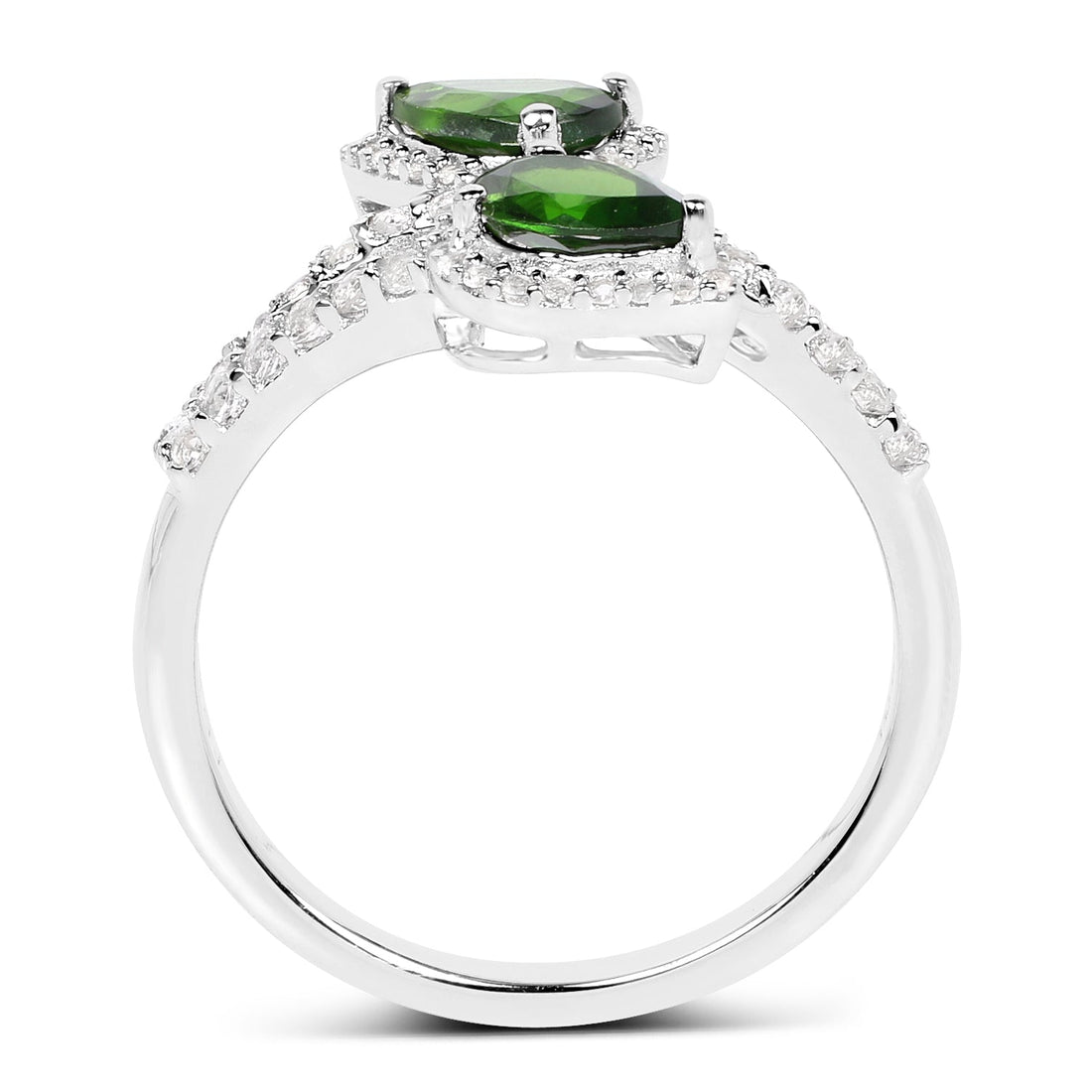 2.24 Carat Genuine Chrome Diopside and White Topaz .925 Sterling Silver Ring  DestGlow