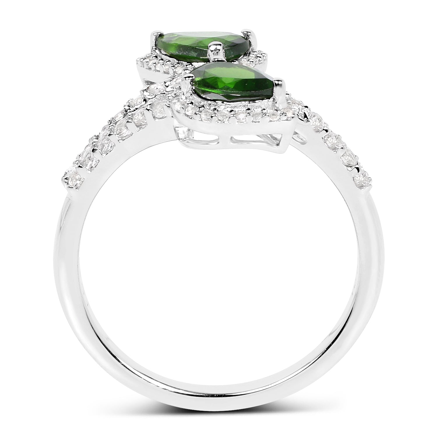 2.24 Carat Genuine Chrome Diopside and White Topaz .925 Sterling Silver Ring  DestGlow