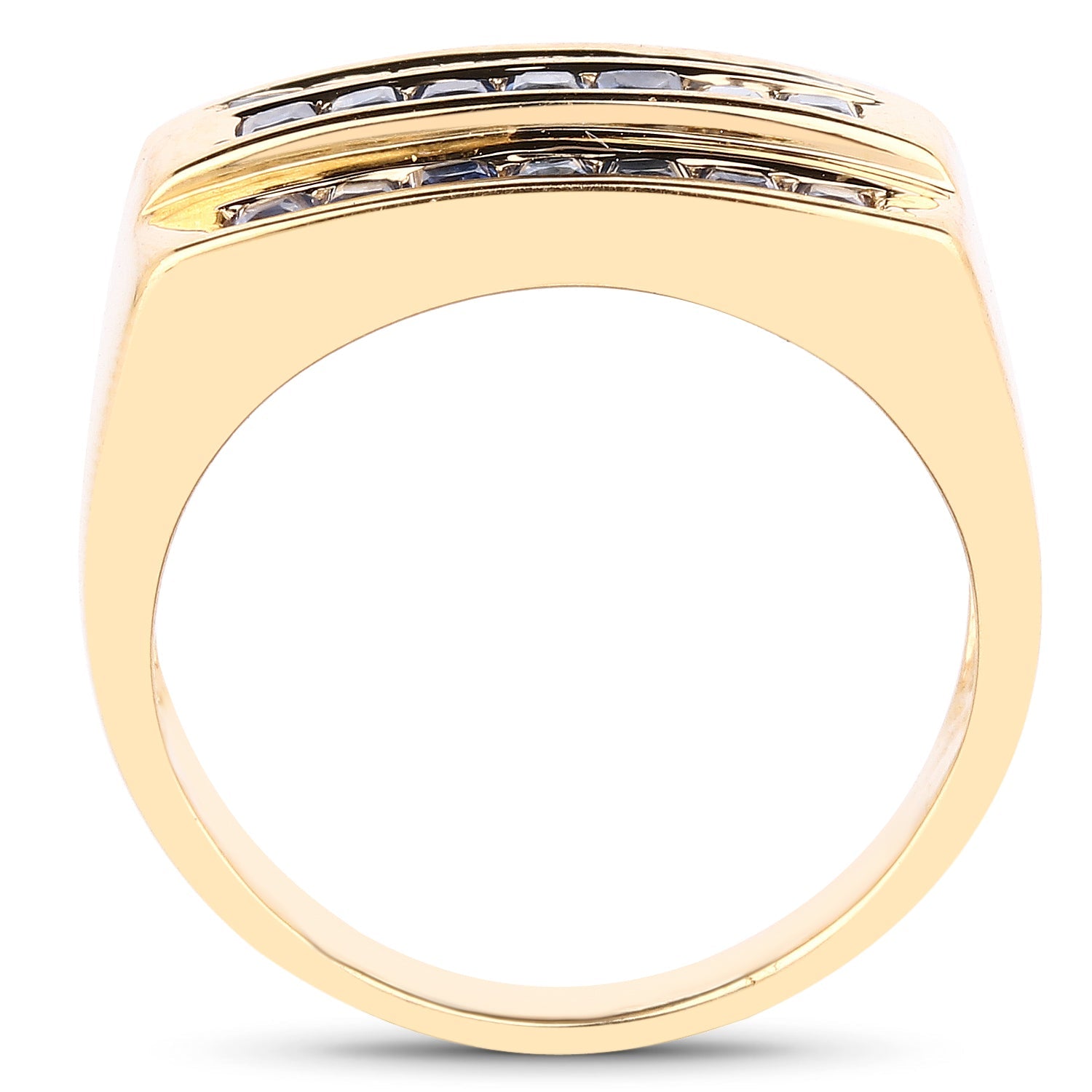 14K Yellow Gold Plated 1.05 Carat Genuine Blue Sapphire .925 Sterling Silver Ring by Bids.com