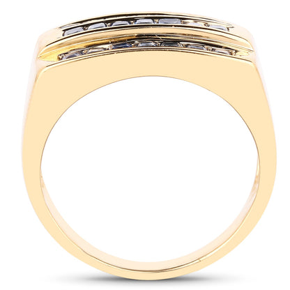14K Yellow Gold Plated 1.05 Carat Genuine Blue Sapphire .925 Sterling Silver Ring by Bids.com