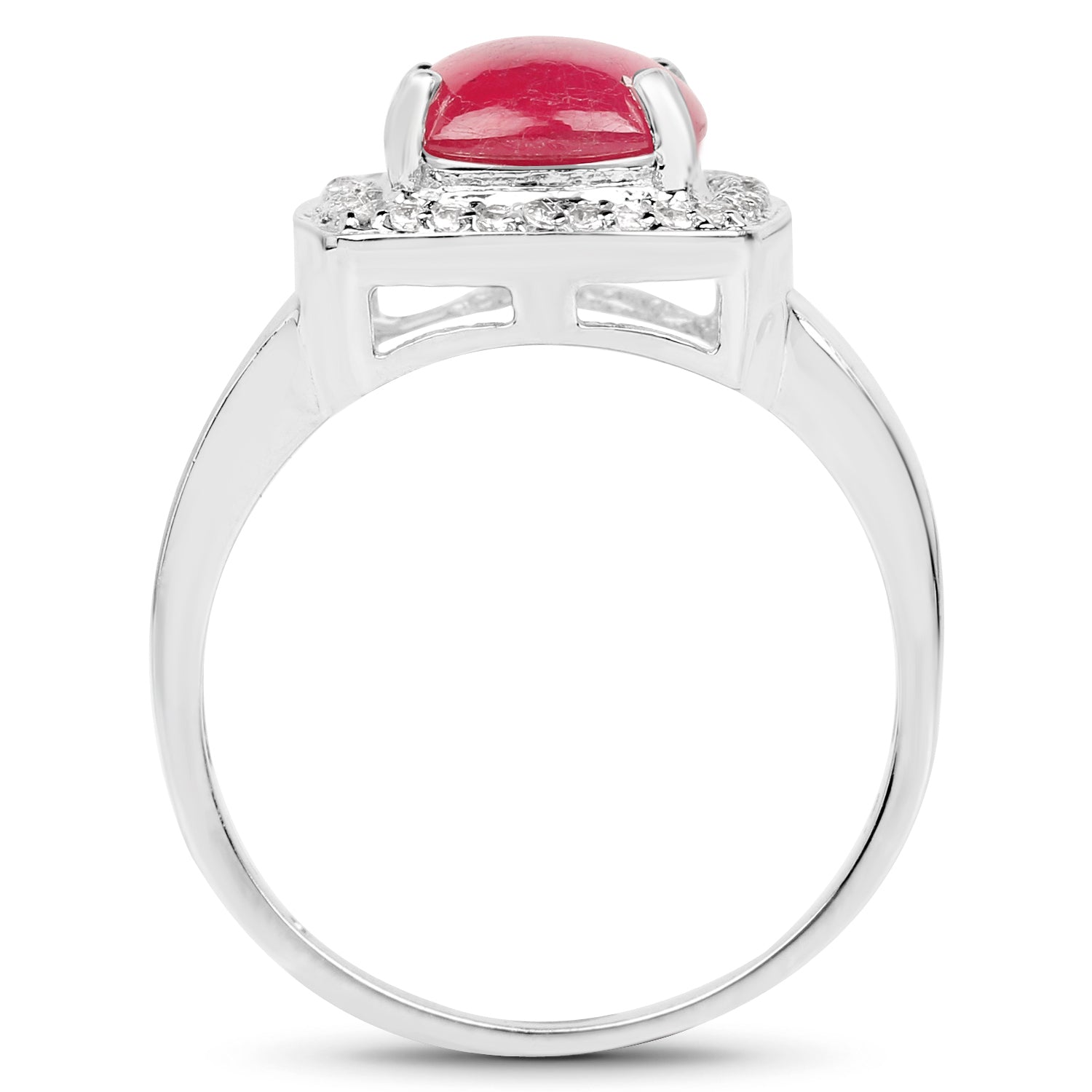 3.31 Carat Glass Filled Ruby and White Topaz .925 Sterling Silver Ring by Bids.com
