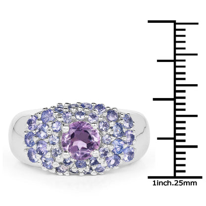 2.43 Carat Genuine Amethyst and Tanzanite .925 Sterling Silver Ring by Bids.com