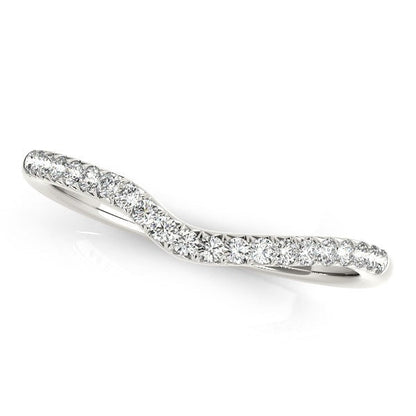 14k White Gold Curved Pave Diamond Wedding Ring (1/4 cttw) by Bids.com