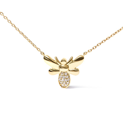 10K Yellow Gold Diamond Accented Bumble Bee Pendant 18" Inch Necklace (H-I Color, I1-I2 Clarity) by Bids.com