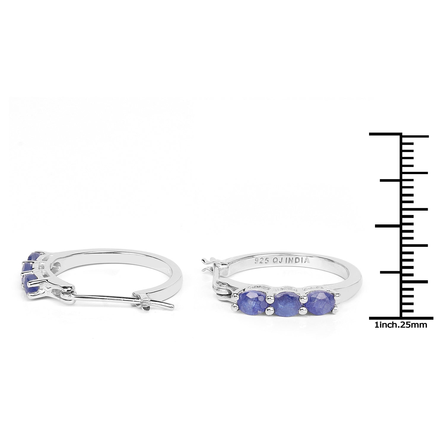 1.32 Carat Genuine Blue Sapphire .925 Sterling Silver Earrings  DestGlow