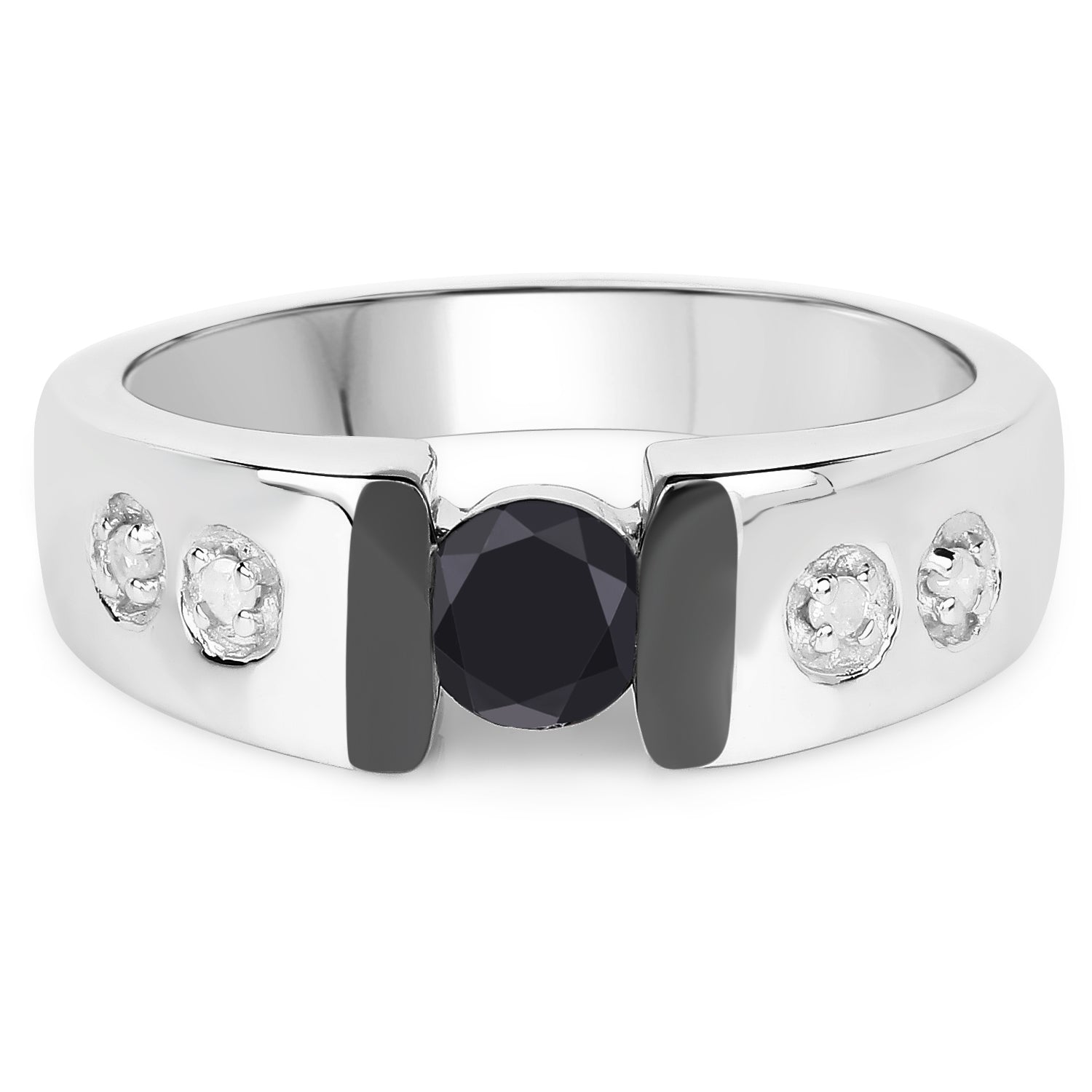 0.56 Carat Genuine Black Diamond and White Diamond .925 Sterling Silver Ring by Bids.com