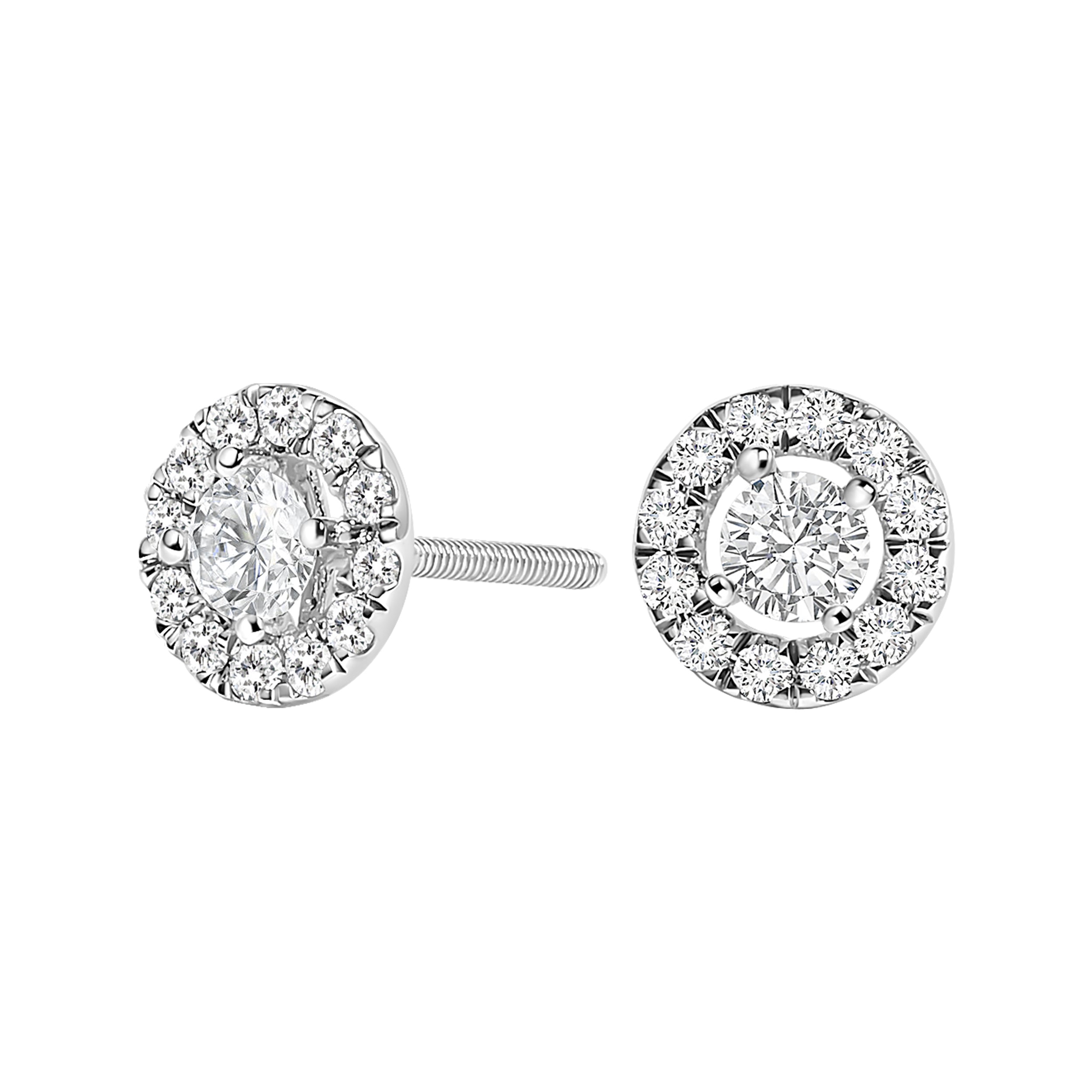 14K White Gold 3/4 Cttw Lab-Grown Diamond Floating Halo Stud Earring (F-G Color, VS1-VS2 Clarity) by Bids.com