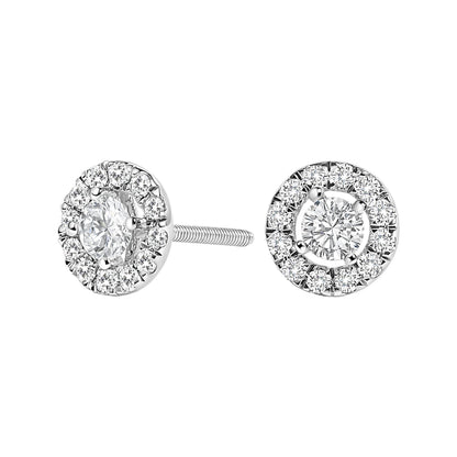 14K White Gold 3/4 Cttw Lab-Grown Diamond Floating Halo Stud Earring (F-G Color, VS1-VS2 Clarity) by Bids.com