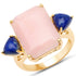 12.18 Carat Genuine Pink Opal and Lapis .925 Sterling Silver Ring by Bids.com