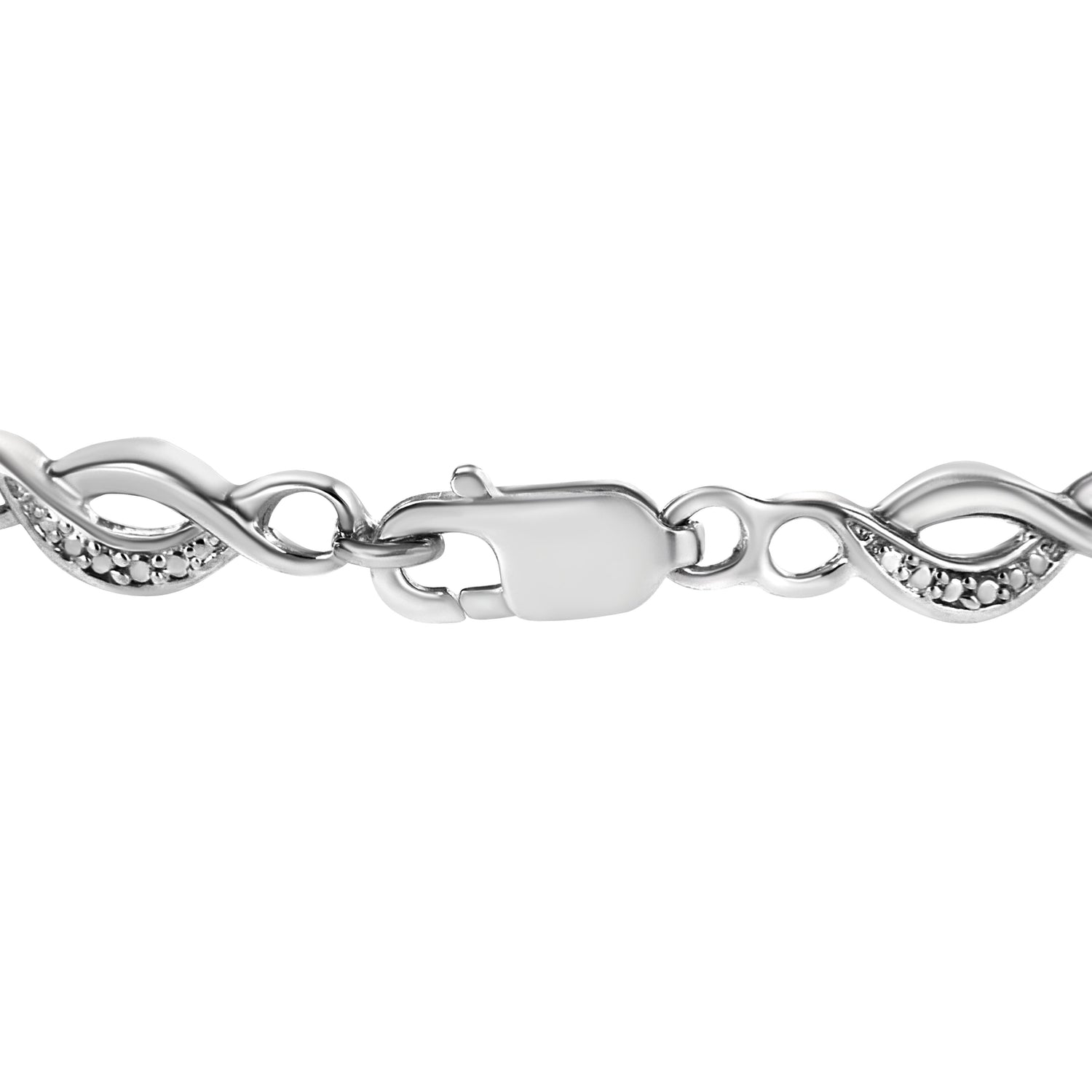 .925 Sterling Silver Prong Set Diamond Accent Curved Spiral Link Bracelet (I-J Color, I3 Clarity) - 7.25" by Bids.com