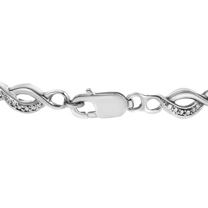 .925 Sterling Silver Prong Set Diamond Accent Curved Spiral Link Bracelet (I-J Color, I3 Clarity) - 7.25" by Bids.com