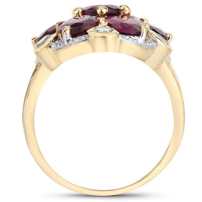 11.22 Carat Genuine Rhodolite and Blue Topaz .925 Sterling Silver Ring by Bids.com
