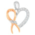 Two-Toned .925 Sterling Silver 1/5 cttw Round Cut Diamond Ribbon Heart Accent Pendant Necklace (H-I, I2-I3) by Bids.com