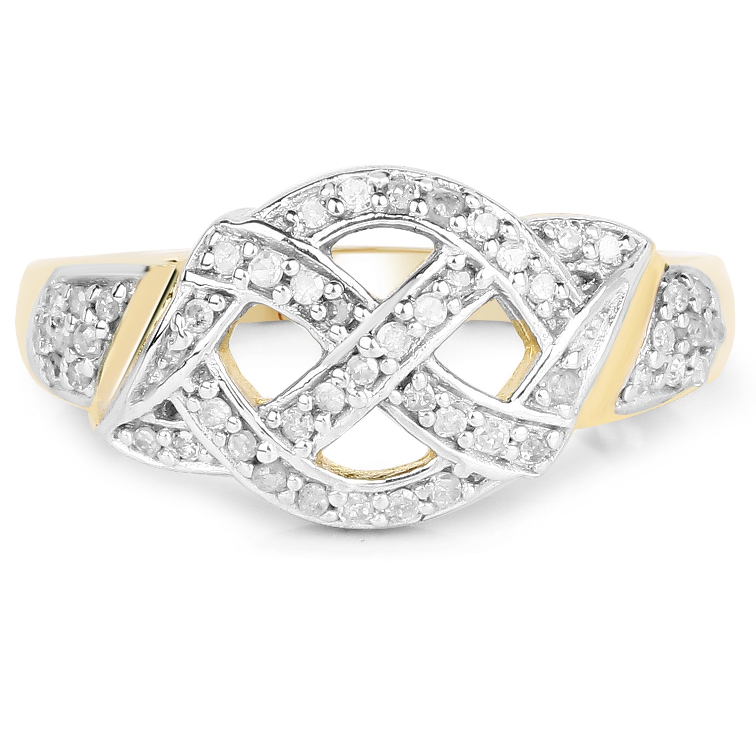 14K Yellow Gold Plated 0.21 Carat Genuine White Diamond .925 Sterling Silver Ring by Bids.com