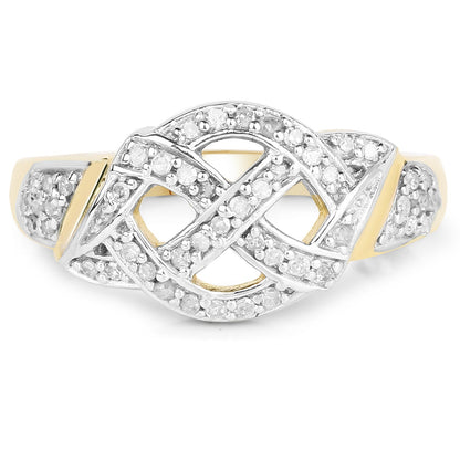 14K Yellow Gold Plated 0.21 Carat Genuine White Diamond .925 Sterling Silver Ring by Bids.com