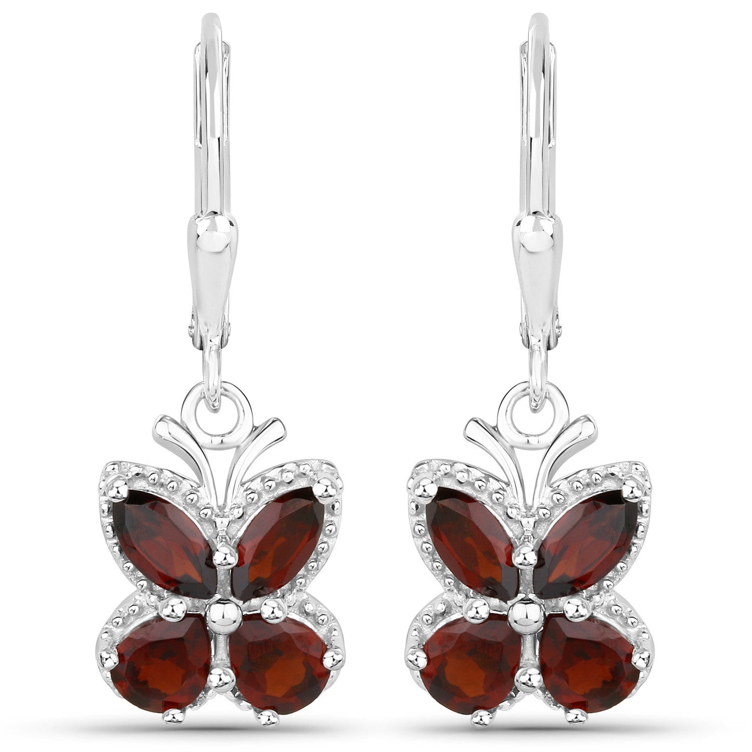 2.60 Carat Genuine Garnet .925 Sterling Silver Earrings  DestGlow