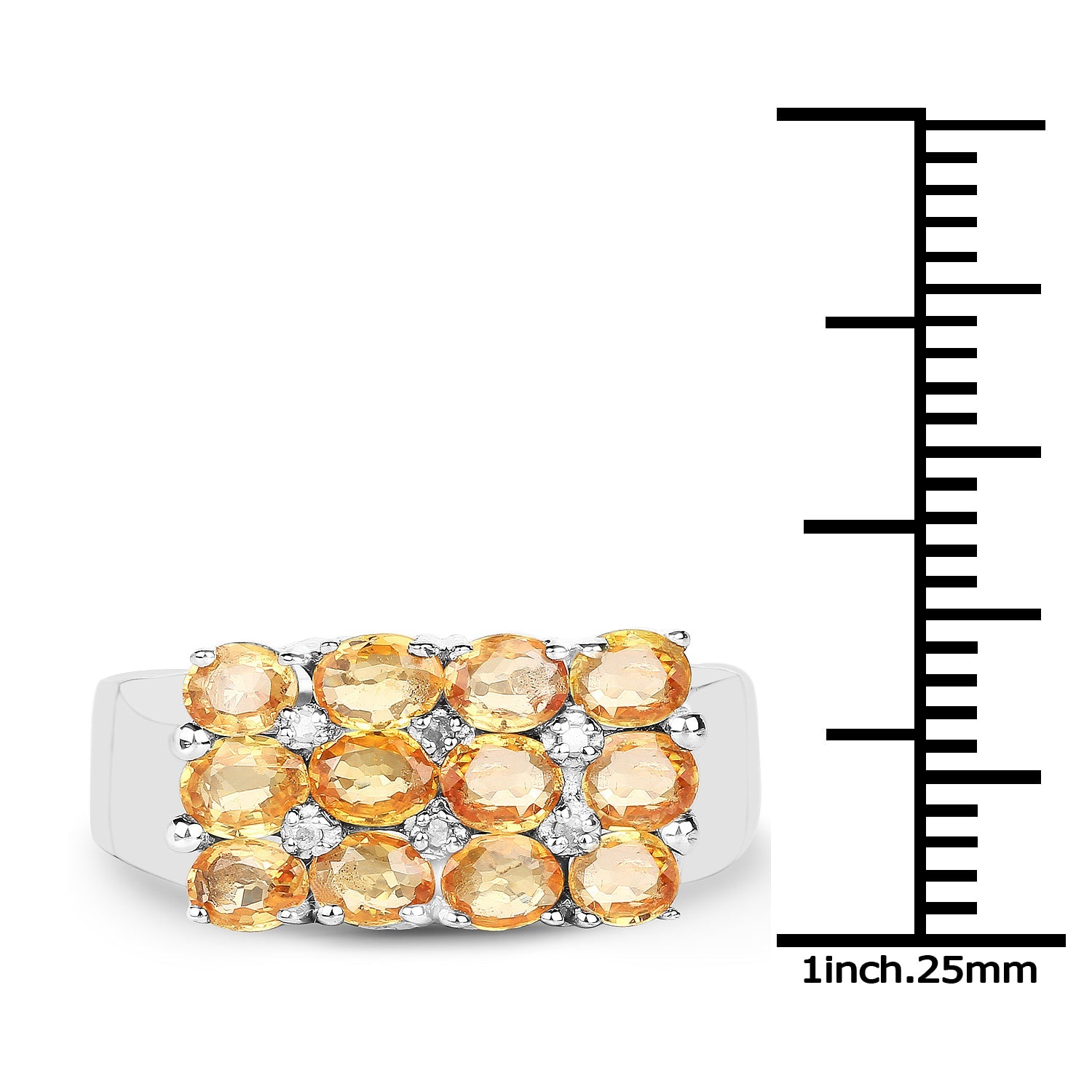 2.67 Carat Genuine Yellow Sapphire and White Diamond .925 Sterling Silver Ring by Bids.com