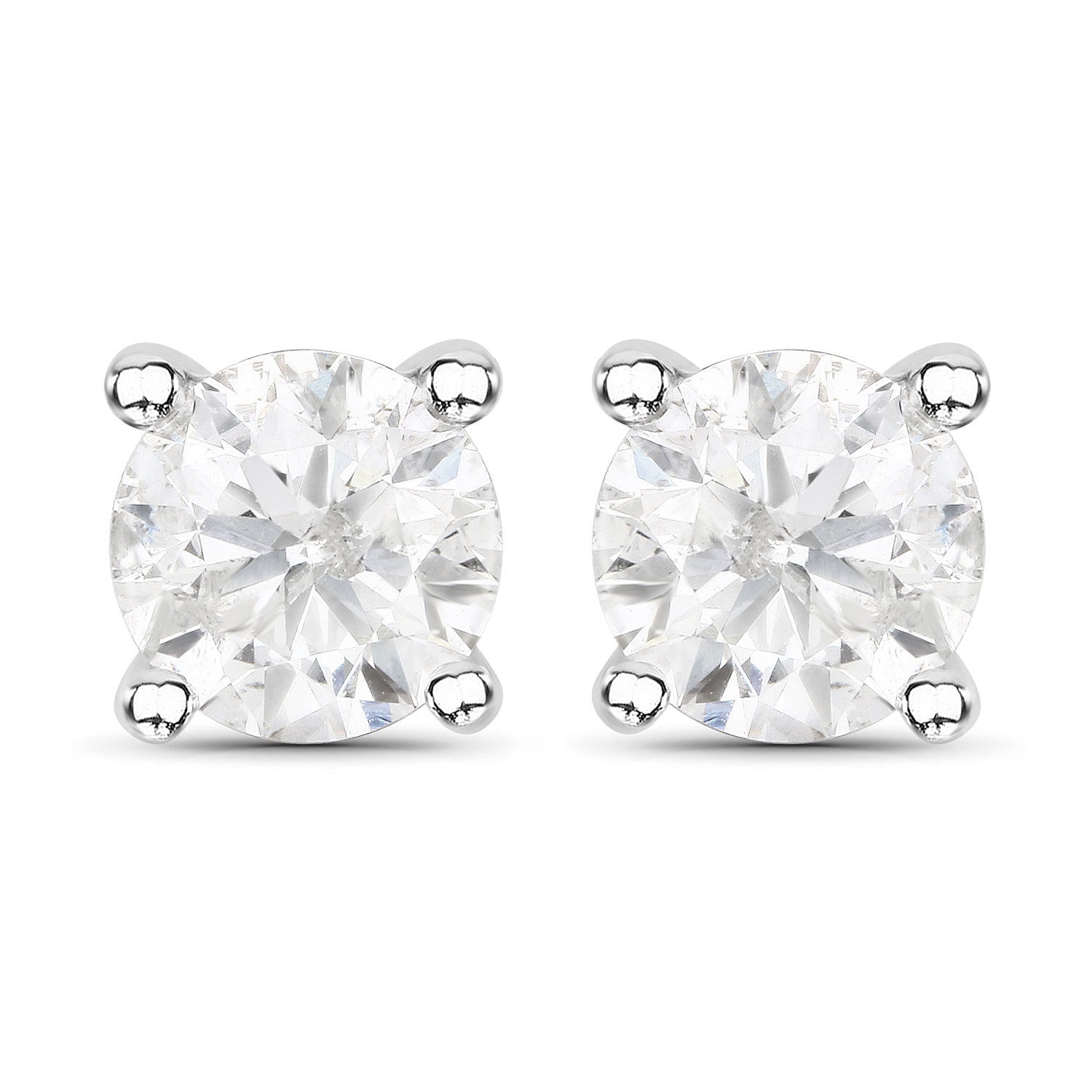 1.02 Carat Genuine White Diamond 14K White Gold Earrings by Bids.com