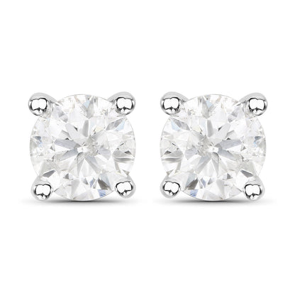 1.02 Carat Genuine White Diamond 14K White Gold Earrings by Bids.com