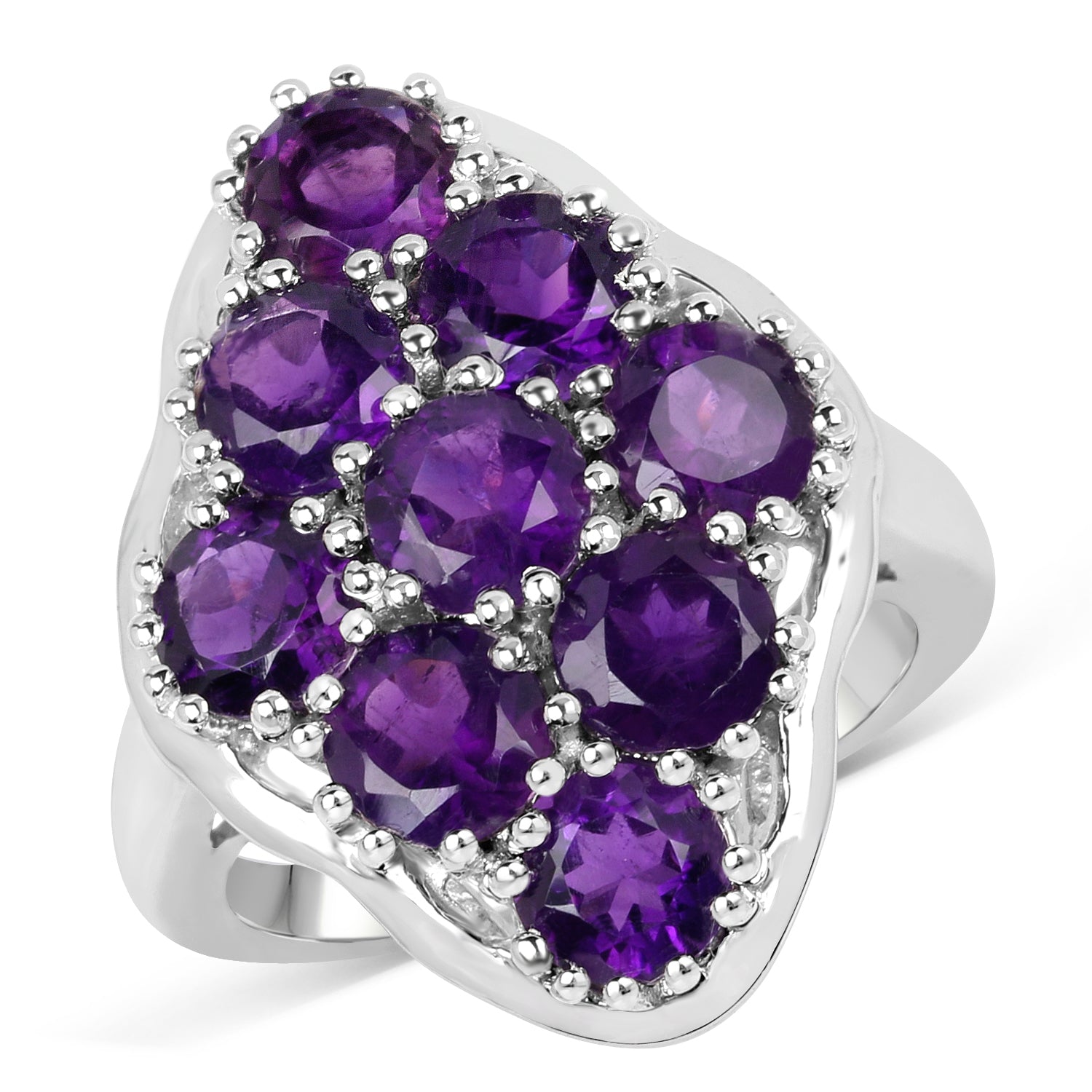 4.05 Carat Genuine Amethyst .925 Sterling Silver Ring  DestGlow