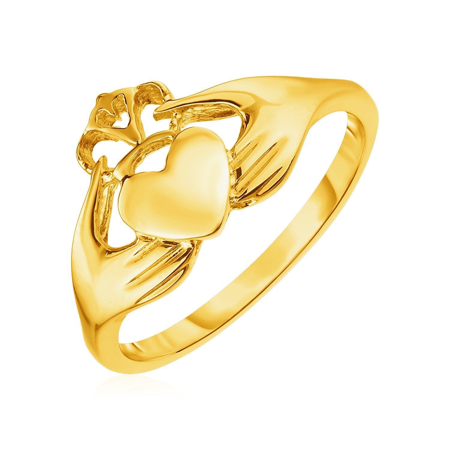14k Yellow Gold Claddagh Ring  DestGlow