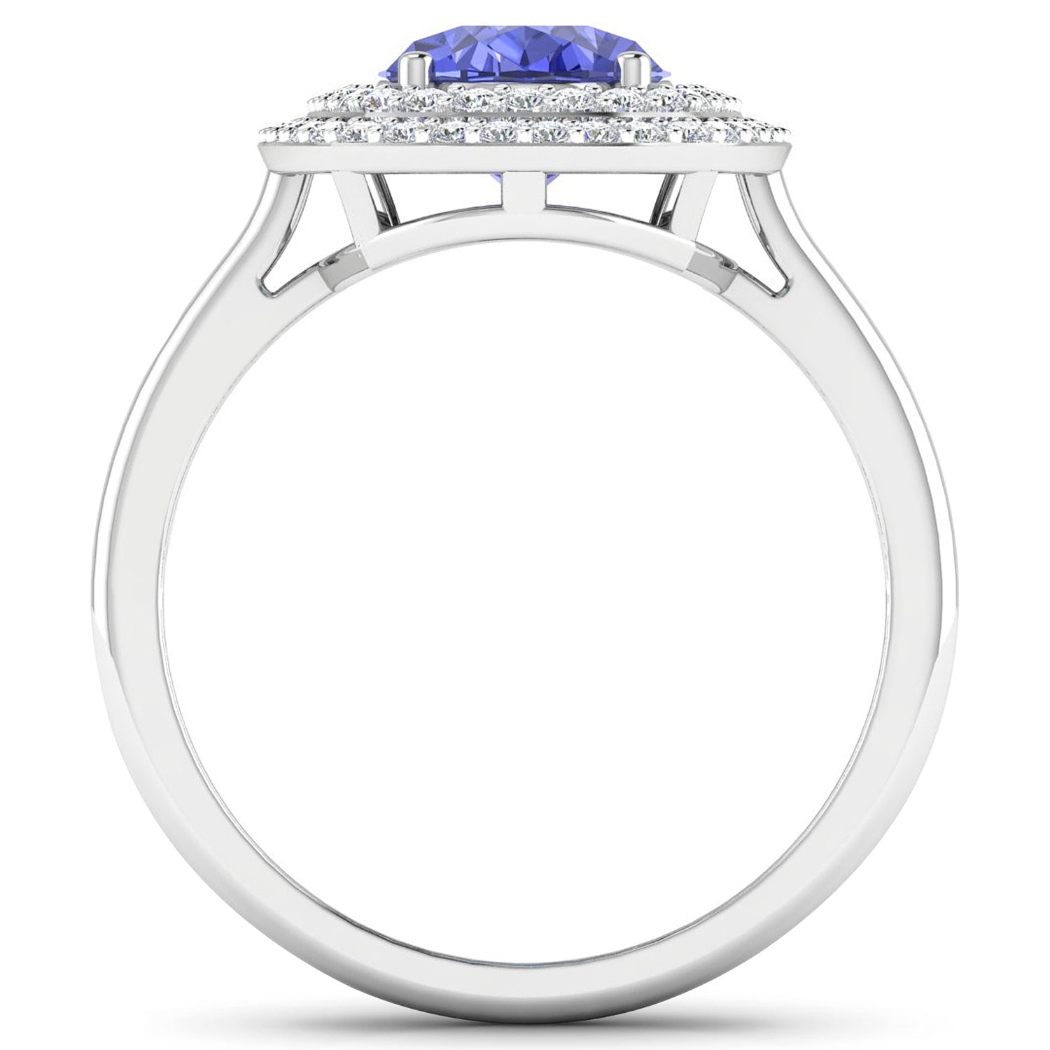 2.02 Carat Genuine Tanzanite and White Diamond 14K White Gold Ring by Bids.com