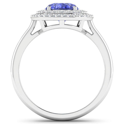 2.02 Carat Genuine Tanzanite and White Diamond 14K White Gold Ring by Bids.com