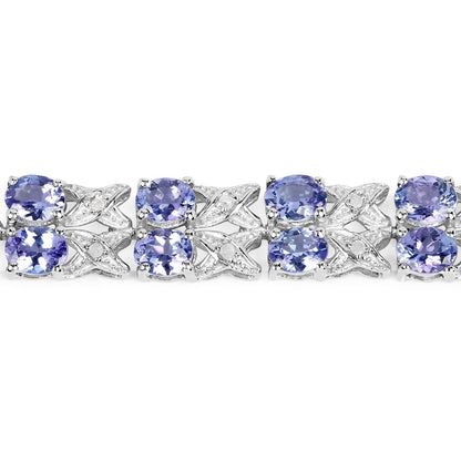 12.24 Carat Genuine Tanzanite and White Topaz .925 Sterling Silver Bracelet  DestGlow