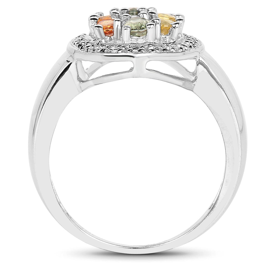 1.54 Carat Genuine Multi Sapphire .925 Sterling Silver Ring by Bids.com
