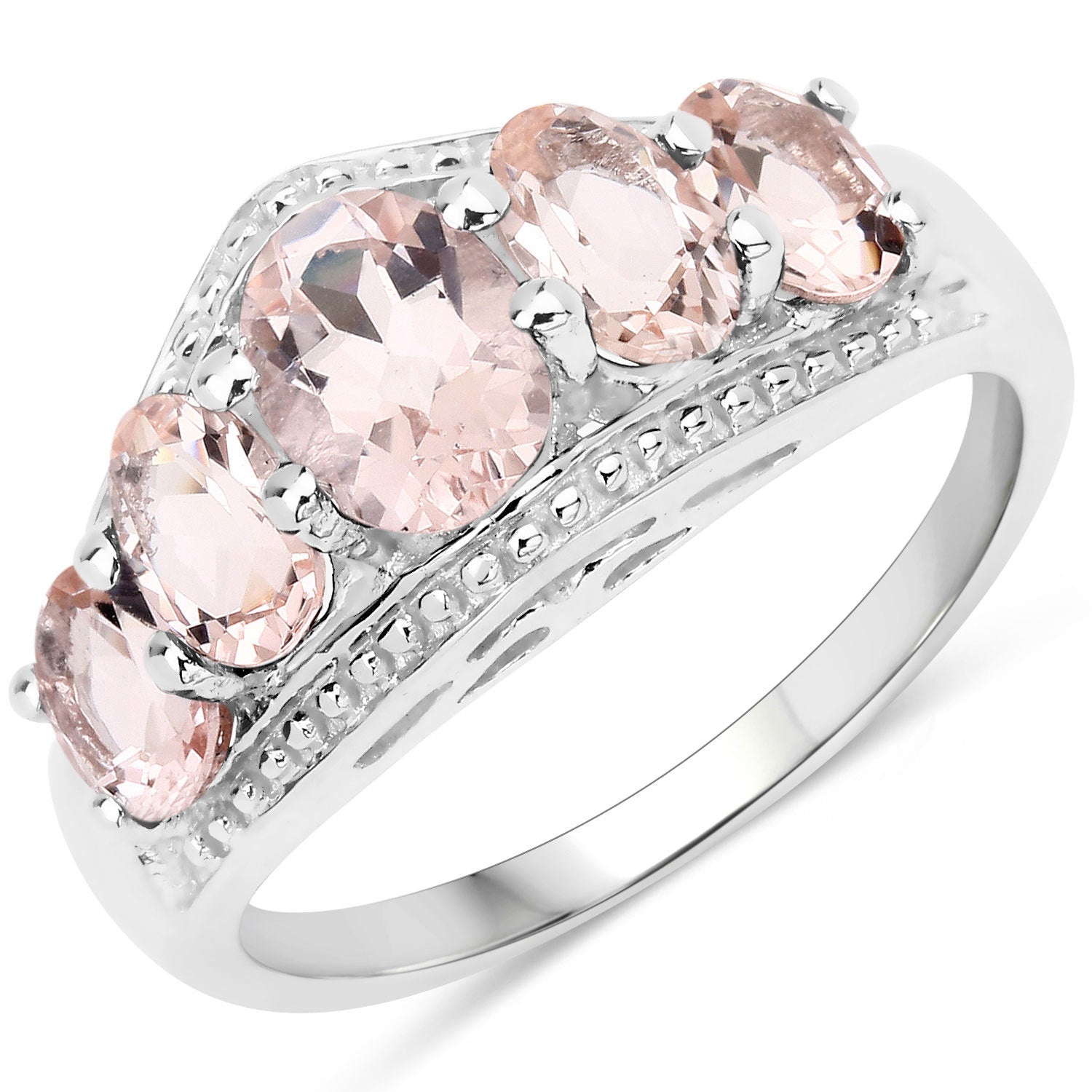 1.96 Carat Genuine Morganite .925 Sterling Silver Ring by Bids.com