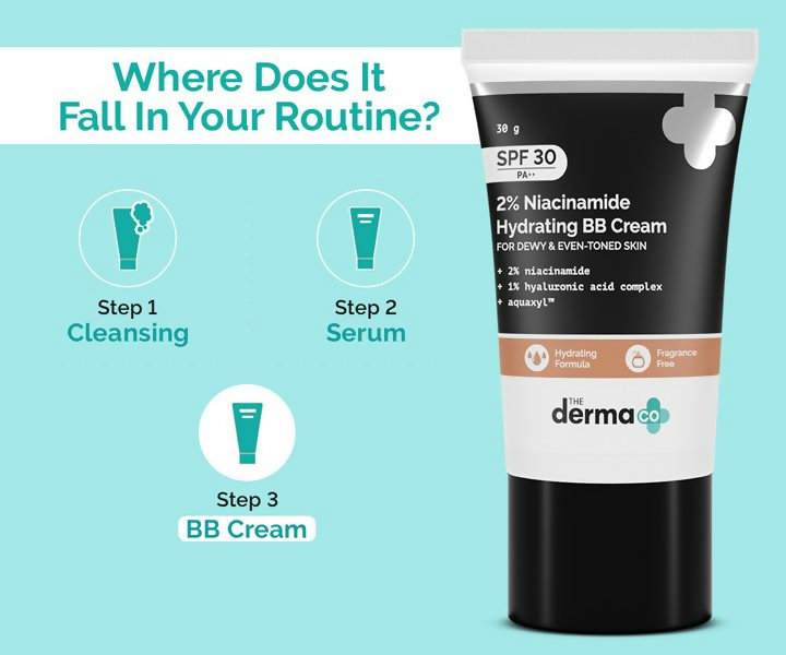 The Derma Co 2% Niacinamide Hydrating BB Cream with 1% Hyaluronic Acid Complex &amp; Aquaxyl