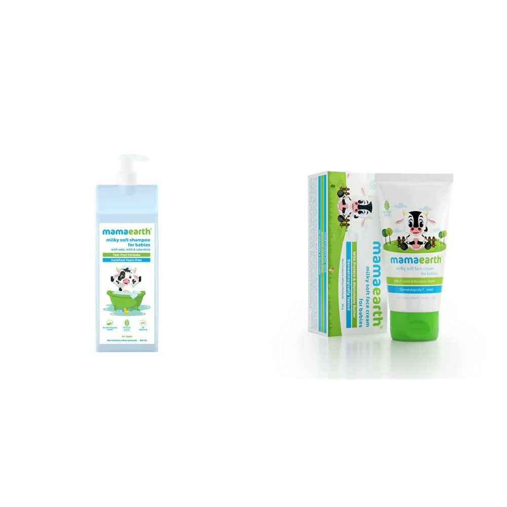 Mamaearth Milky Soft Shampoo &amp; Milky Soft Natural Baby Face Cream for Babies