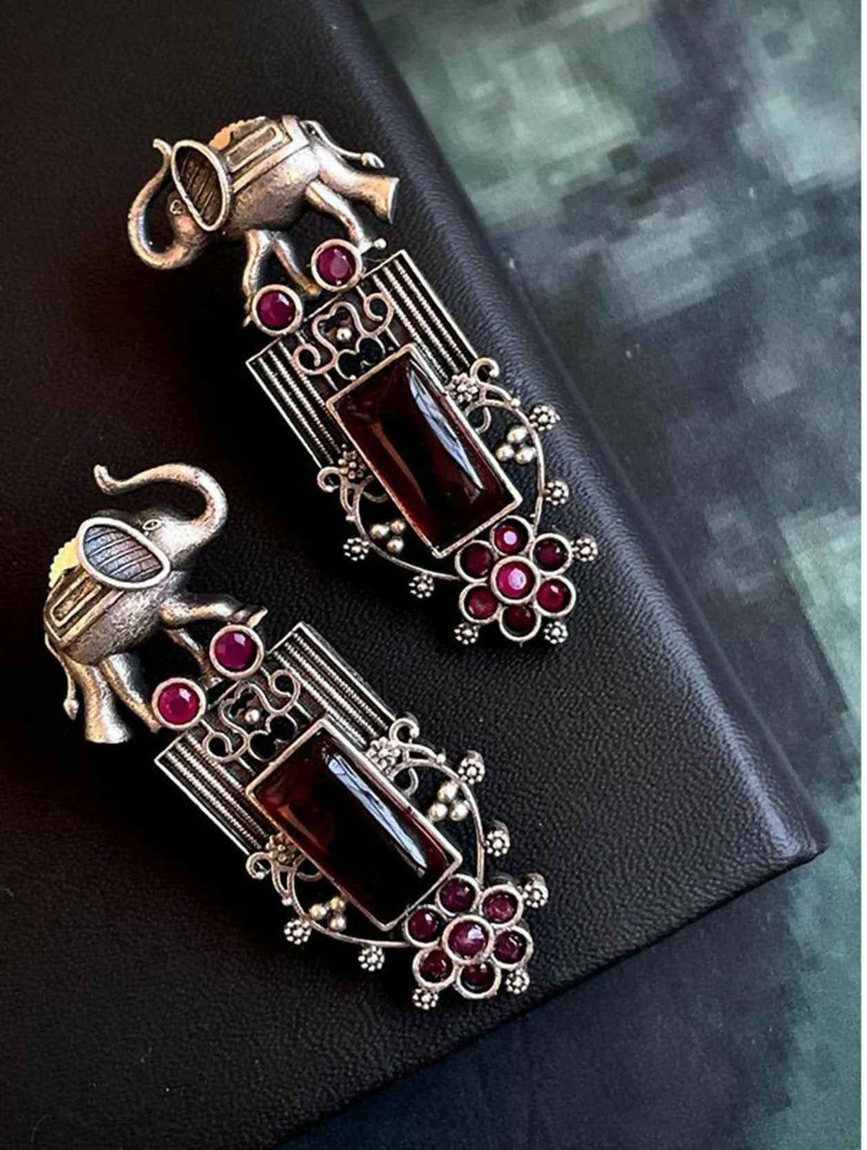 Joban Fashion Oxidized Elephant Stud Earring