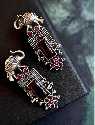 Joban Fashion Oxidized Elephant Stud Earring