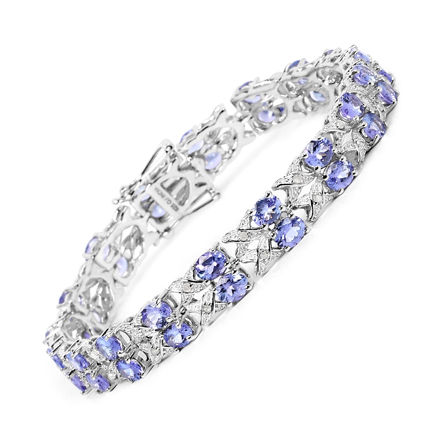 12.24 Carat Genuine Tanzanite and White Topaz .925 Sterling Silver Bracelet  DestGlow