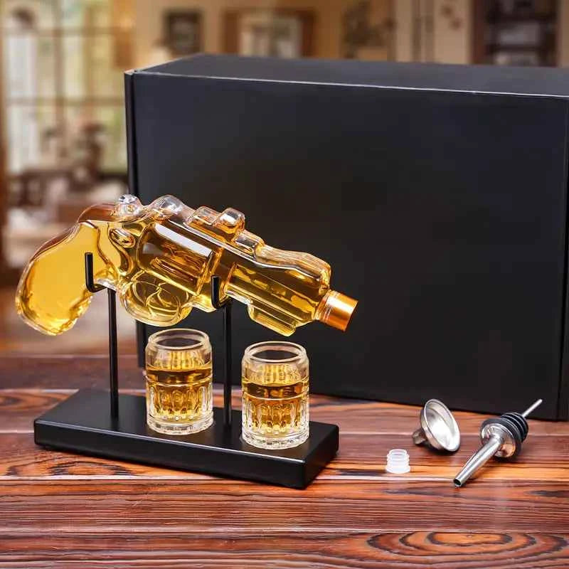 Classic Revolver Whiskey Decanter Set