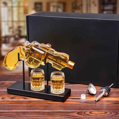 Classic Revolver Whiskey Decanter Set